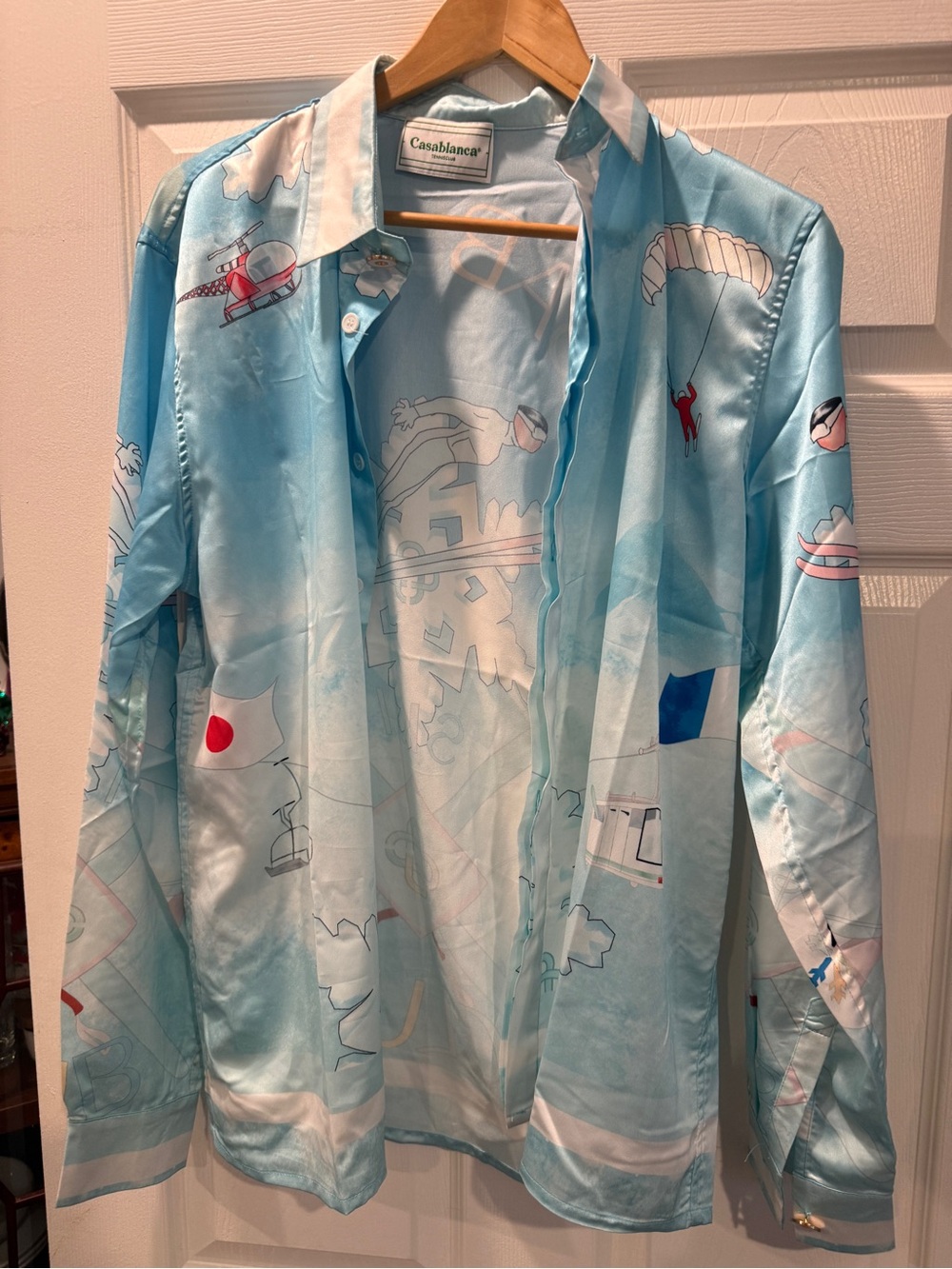 Casablanca Men’s Sky Blue Printed Button-Down Shirt